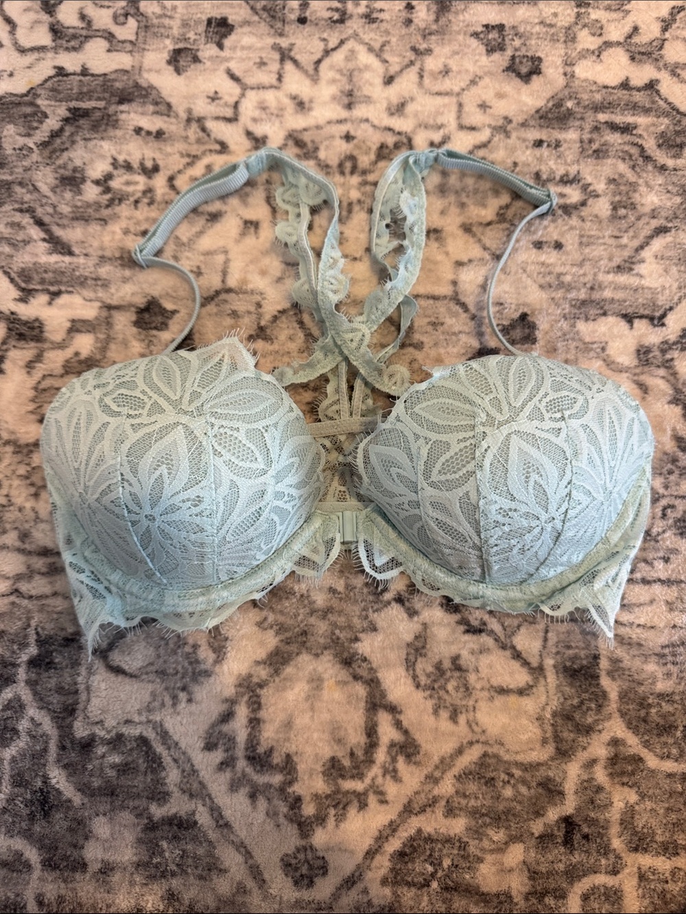 PINK Victoria's Secret Lace Push-Up Bra in Sage Green